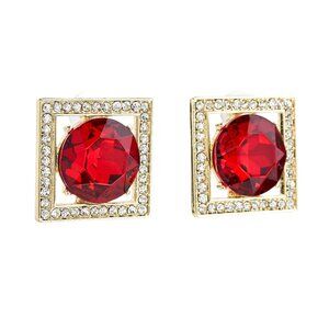Kenneth Jay Lane, Crystal Square Pierced Earrings
